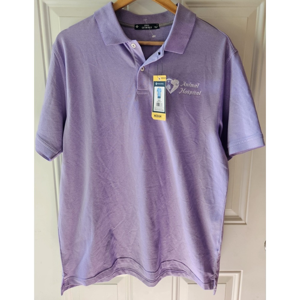 Animal Hospital Embroidered Purple Polo Shirt Medium Veterinary Vet Tech Costume